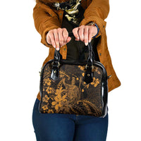 Hawaii King Kamehameha Day Shoulder Handbag Polynesian Pattern Mix Hibiscus Gold LT05 One Size Gold - Polynesian Pride
