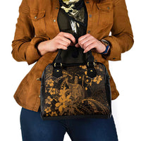 Hawaii King Kamehameha Day Shoulder Handbag Polynesian Pattern Mix Hibiscus Gold LT05 - Polynesian Pride