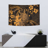 Hawaii King Kamehameha Day Tapestry Polynesian Pattern Mix Hibiscus Gold LT05 - Polynesian Pride