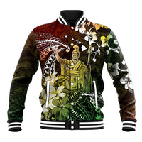 Hawaii King Kamehameha Day Baseball Jacket Polynesian Pattern Mix Hibiscus Reggae LT05 Unisex Reggae - Polynesian Pride