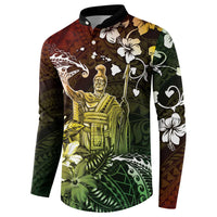Hawaii King Kamehameha Day Button Sweatshirt Polynesian Pattern Mix Hibiscus Reggae LT05 - Polynesian Pride