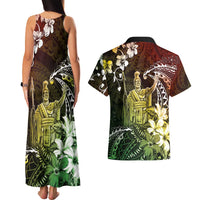 Hawaii King Kamehameha Day Couples Matching Tank Maxi Dress and Hawaiian Shirt Polynesian Pattern Mix Hibiscus Reggae LT05 - Polynesian Pride