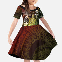 Hawaii King Kamehameha Day Family Matching Mermaid Dress and Hawaiian Shirt Polynesian Pattern Mix Hibiscus Reggae