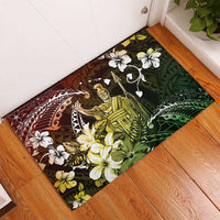 Hawaii King Kamehameha Day Rubber Doormat Polynesian Pattern Mix Hibiscus Reggae LT05 - Polynesian Pride