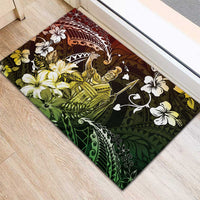 Hawaii King Kamehameha Day Rubber Doormat Polynesian Pattern Mix Hibiscus Reggae LT05 - Polynesian Pride