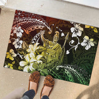 Hawaii King Kamehameha Day Rubber Doormat Polynesian Pattern Mix Hibiscus Reggae LT05 - Polynesian Pride