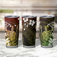 Hawaii King Kamehameha Day Tumbler Cup Polynesian Pattern Mix Hibiscus Reggae