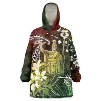 Hawaii King Kamehameha Day Wearable Blanket Hoodie Polynesian Pattern Mix Hibiscus Reggae