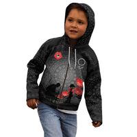 Cook Islands ANZAC Day Kid Hoodie Soldier Silhouette Remembrance