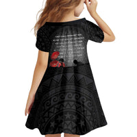 Cook Islands ANZAC Day Kid Short Sleeve Dress Soldier Silhouette Remembrance LT05 - Polynesian Pride