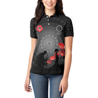 Cook Islands ANZAC Day Women Polo Shirt Soldier Silhouette Remembrance LT05 - Polynesian Pride
