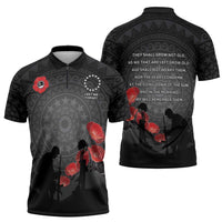 Cook Islands ANZAC Day Zipper Polo Shirt Soldier Silhouette Remembrance LT05 - Polynesian Pride