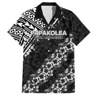 Hawaii Papakolea Born And Raised Family Matching Off Shoulder Maxi Dress and Hawaiian Shirt Hawaiian Tribal Pattern LT05 Dad's Shirt - Short Sleeve Black - Polynesian Pride