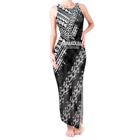 Hawaii Papakolea Born And Raised Tank Maxi Dress Hawaiian Tribal Pattern LT05 Women Black - Polynesian Pride