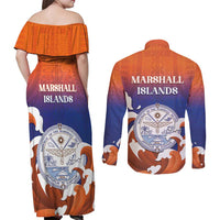 Marshall Islands Fishermen's Day Couples Matching Off Shoulder Maxi Dress and Long Sleeve Button Shirt It's Fishing Time LT05 - Polynesian Pride