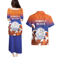Marshall Islands Fishermen's Day Couples Matching Puletasi and Hawaiian Shirt It's Fishing Time LT05 - Polynesian Pride