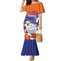 Marshall Islands Fishermen's Day Family Matching Mermaid Dress and Hawaiian Shirt It's Fishing Time LT05 Mom's Dress Orange - Polynesian Pride