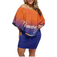 Marshall Islands Fishermen's Day Family Matching Off Shoulder Short Dress and Hawaiian Shirt It's Fishing Time LT05 Mom's Dress Orange - Polynesian Pride