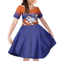 Marshall Islands Fishermen's Day Family Matching Tank Maxi Dress and Hawaiian Shirt It's Fishing Time LT05 Daughter's Dress Orange - Polynesian Pride