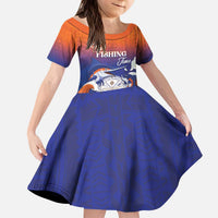Marshall Islands Fishermen's Day Kid Short Sleeve Dress It's Fishing Time LT05 KID Orange - Polynesian Pride