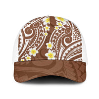 Plumeria With Brown Polynesian Tattoo Pattern Baseball Net Cap - Polynesian Pride