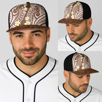 Plumeria With Brown Polynesian Tattoo Pattern Baseball Net Cap - Polynesian Pride