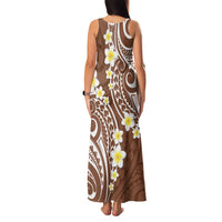 Plumeria With Brown Polynesian Tattoo Pattern Family Matching Tank Maxi Dress and Hawaiian Shirt LT05 - Polynesian Pride