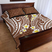 Plumeria With Brown Polynesian Tattoo Pattern Quilt Bed Set