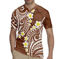 Plumeria With Brown Polynesian Tattoo Pattern Rugby Jersey