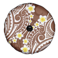 Plumeria With Brown Polynesian Tattoo Pattern Spare Tire Cover