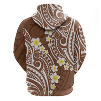 Plumeria With Brown Polynesian Tattoo Pattern Zip Hoodie