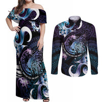 Personalised Polynesia Suicide Prevention Awareness Couples Matching Off Shoulder Maxi Dress and Long Sleeve Button Shirt No Story Should End Too Soon