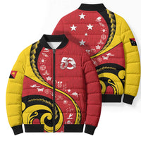 Papua New Guinea 50th Independence Anniversary Bomber Puffer Jacket Special Style Red Version - Polynesian Pride
