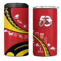 Papua New Guinea 50th Independence Anniversary 4 in 1 Can Cooler Tumbler Special Style Red Version - Polynesian Pride