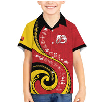 Papua New Guinea 50th Independence Anniversary Family Matching Mermaid Dress and Hawaiian Shirt Special Style Red Version LT05 Son's Shirt Red - Polynesian Pride