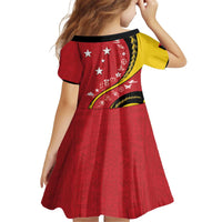 Papua New Guinea 50th Independence Anniversary Kid Short Sleeve Dress Special Style Red Version - Polynesian Pride