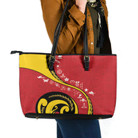 Papua New Guinea Independence Leather Tote Bag Special Style Red Version LT05 - Polynesian Pride