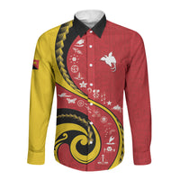 Papua New Guinea Independence Long Sleeve Button Shirt Special Style Red Version LT05 Unisex Red - Polynesian Pride