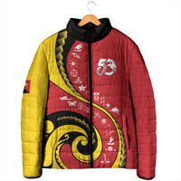 Papua New Guinea 50th Independence Anniversary Padded Jacket Special Style Red Version - Polynesian Pride