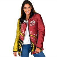 Papua New Guinea 50th Independence Anniversary Padded Jacket Special Style Red Version - Polynesian Pride