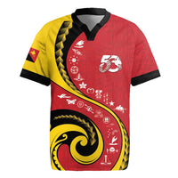 Papua New Guinea 50th Independence Anniversary Rugby Jersey Special Style Red Version - Polynesian Pride