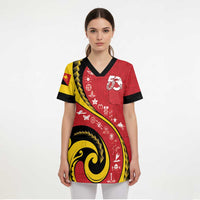 Papua New Guinea Independence Scrub Top Special Style Red Version LT05 - Polynesian Pride