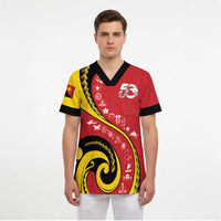 Papua New Guinea Independence Scrub Top Special Style Red Version LT05 - Polynesian Pride