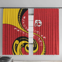 Papua New Guinea Independence Window Curtain Special Style Red Version LT05 With Hooks Red - Polynesian Pride
