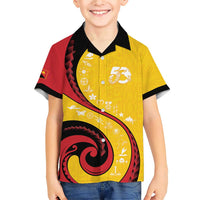Papua New Guinea 50th Independence Anniversary Family Matching Short Sleeve Bodycon Dress and Hawaiian Shirt Special Style Yellow Version LT05 Son's Shirt Yellow - Polynesian Pride