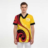 Papua New Guinea Independence Scrub Top Special Style Yellow Version LT05 - Polynesian Pride