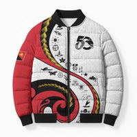 Papua New Guinea Independence Bomber Puffer Jacket Special Style White Version LT05 Unisex White - Polynesian Pride