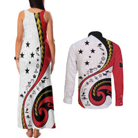 Papua New Guinea 50th Independence Anniversary Couples Matching Tank Maxi Dress and Long Sleeve Button Shirt Special Style White Version LT05 - Polynesian Pride