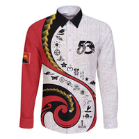 Papua New Guinea 50th Independence Anniversary Family Matching Mermaid Dress and Hawaiian Shirt Special Style White Version LT05 Dad's Shirt - Long Sleeve White - Polynesian Pride
