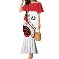 Papua New Guinea 50th Independence Anniversary Family Matching Mermaid Dress and Hawaiian Shirt Special Style White Version LT05 Mom's Dress White - Polynesian Pride